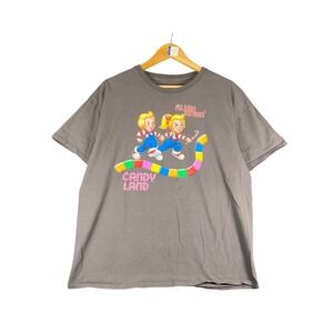 Candy Land Graphic T-Shirt Mens Large Grey Good Retro Board Game Tee